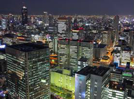 Night view around Osaka station